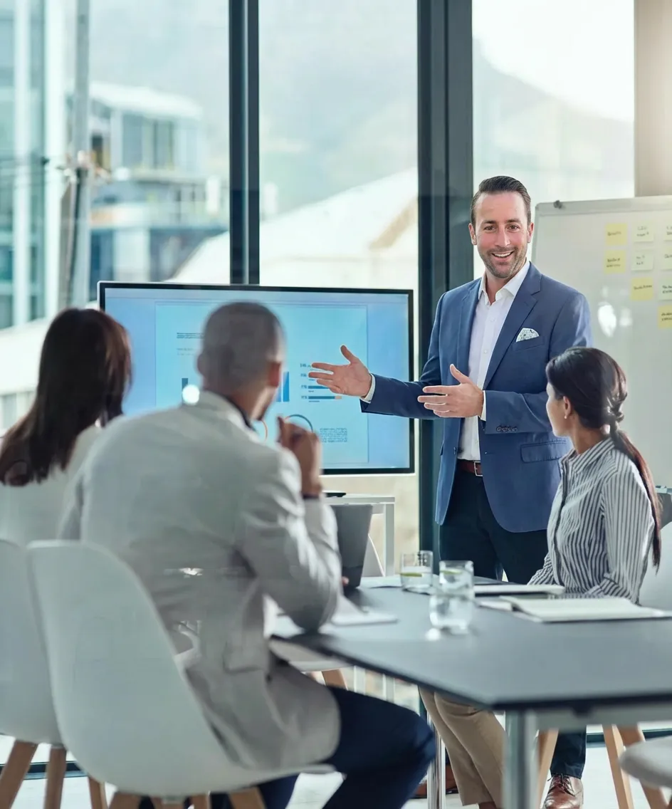 brian-grimditch-explaining-his-services-to-clients Brian Grimditch explaining his financial services to potential clients.